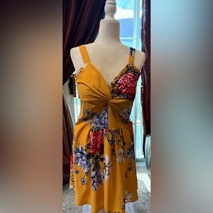 Planet Gold Mustard Floral Mini Dress